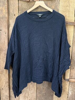 Simply Vera | VeraWang Knit Sweater Poncho Top Navy Size S-M